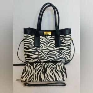 🦓 Zebra Print Crossbody Satchel Purse And Wallet